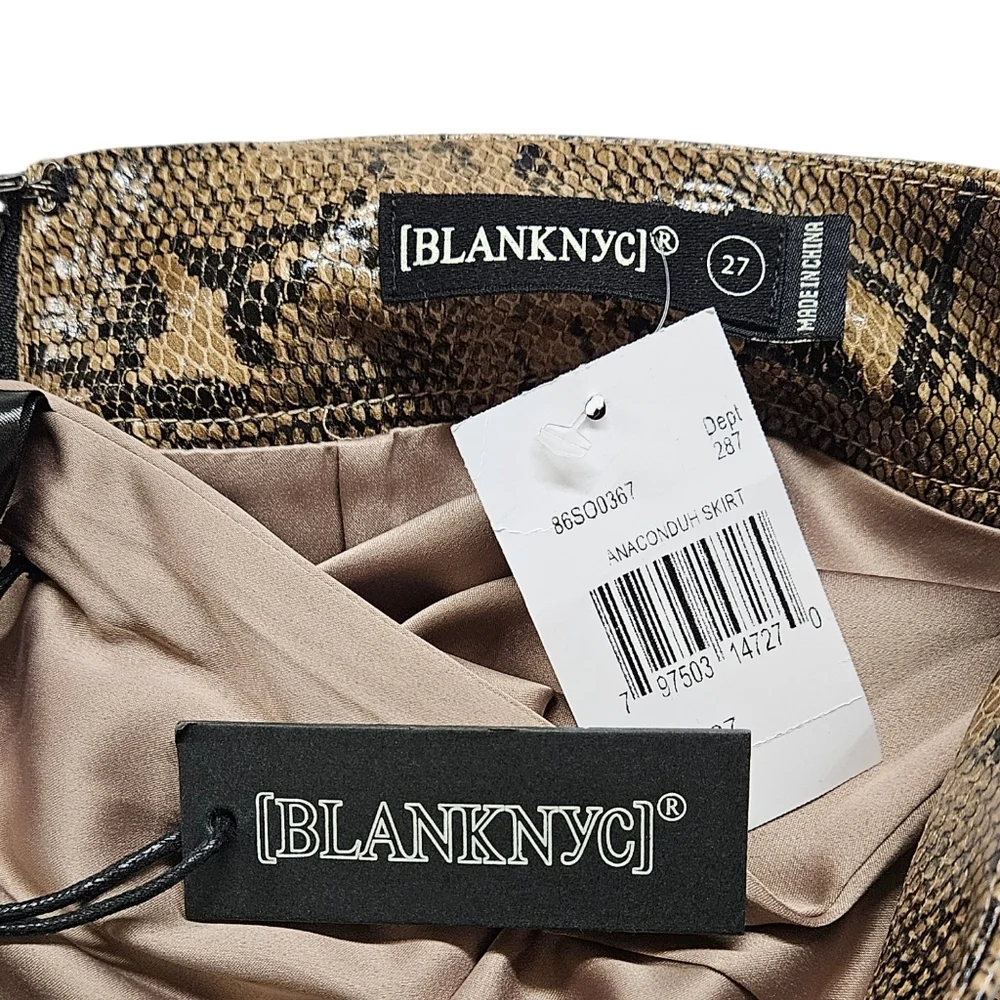 BlankNYC Anaconda Snakeskin Faux Leather Skirt In Brown And Black Sz 27 NWT